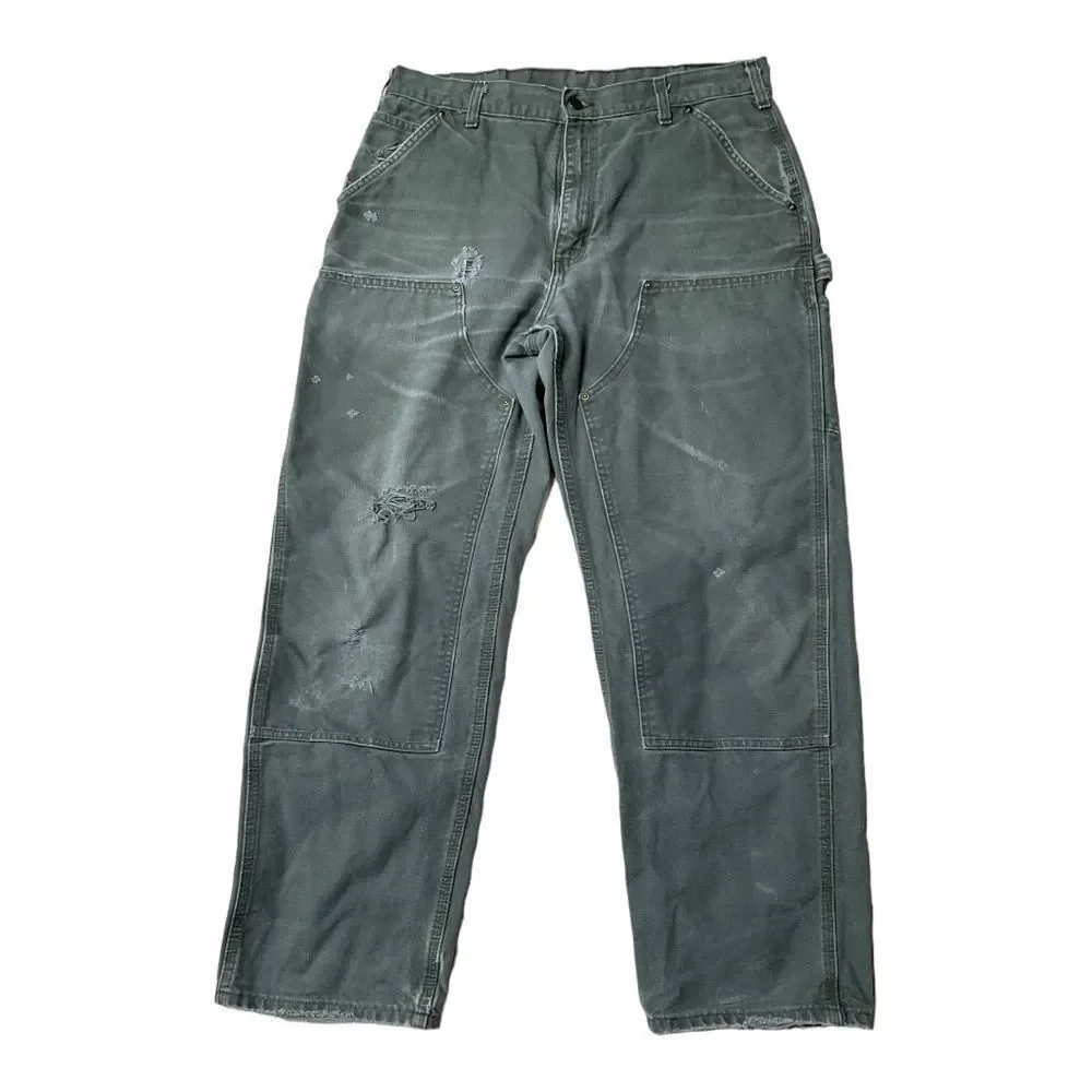 Carhartt Canvas Carpenter Distressed Cargo Pants Size W34/L32 - Picture 1 of 15
